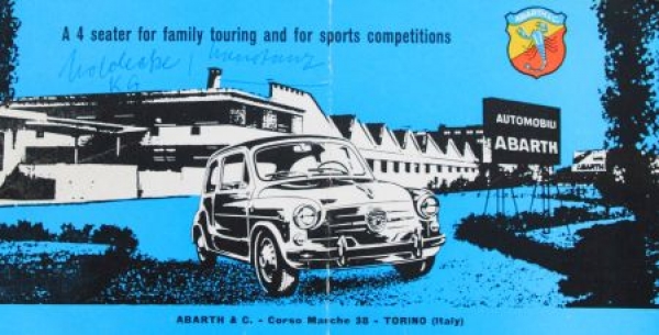 Abarth Fiat 850 T.C. Turismo Competizione Modelprogram 1962 Carbrochure (2284)